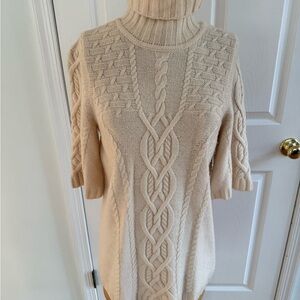 Juicy Couture Beige Cable Knit Turtleneck Sweater